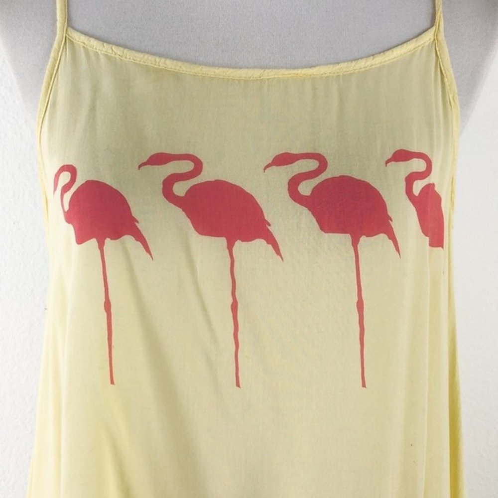 Wildfox Yellow Oversize Pink Flamingo Sleeveless Top - Picture 2 of 8